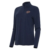 Women's Antigua  Heather Navy UTEP Miners Bright Quarter-Zip Top