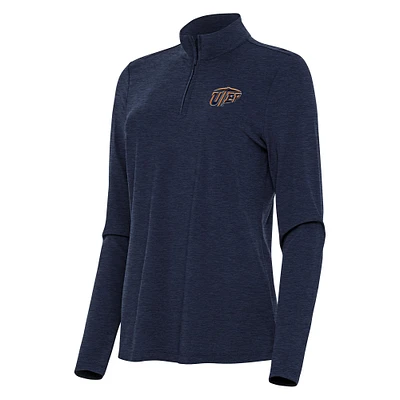 Women's Antigua  Heather Navy UTEP Miners Bright Quarter-Zip Top