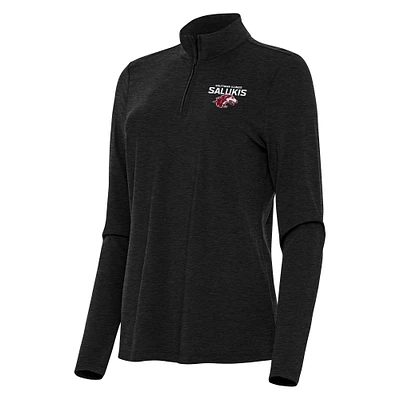 Women's Antigua  Heather Black Southern Illinois Salukis Bright Quarter-Zip Top