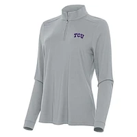Women's Antigua Gray TCU Horned Frogs Intent Quarter-Zip Top