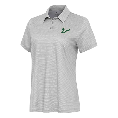 Women's Antigua  White/Gray South Florida Bulls Rings Polo