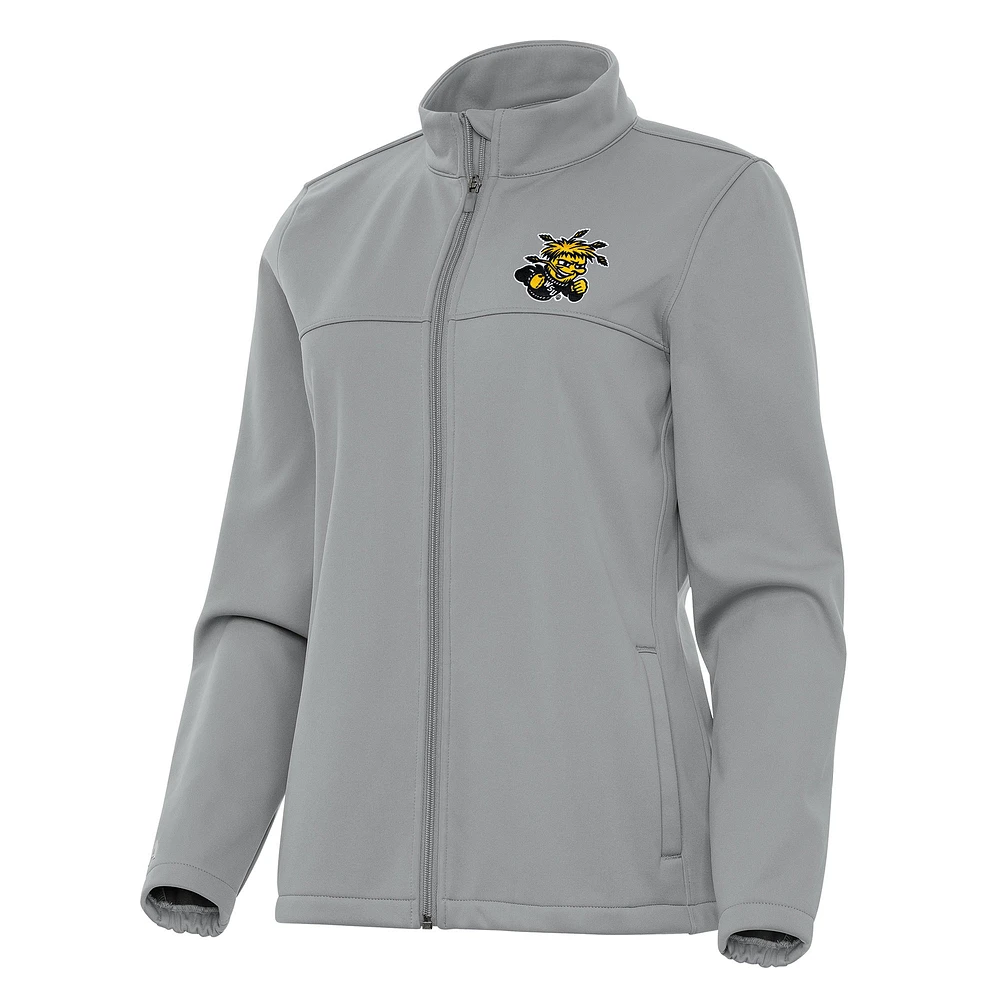 Women's Antigua Gray Wichita State Shockers Links 2 Full-Zip Golf Jacket