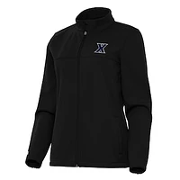 Women's Antigua Black Xavier Musketeers Links 2 Full-Zip Golf Jacket