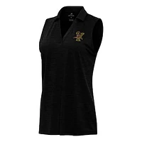Women's Antigua Heather Black Vermont Catamounts Layout Sleeveless V-Neck Polo