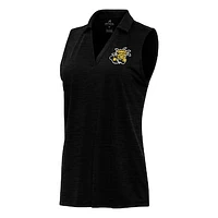 Women's Antigua Heather Black Wichita State Shockers Layout Sleeveless V-Neck Polo