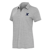 Women's Antigua Heather Xavier Musketeers Layout V-Neck Polo