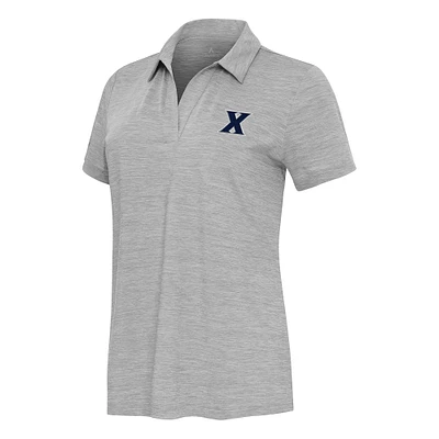 Women's Antigua Heather Xavier Musketeers Layout V-Neck Polo