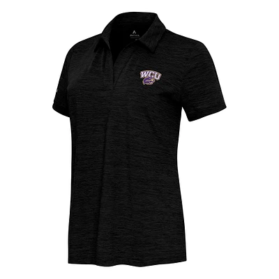 Women's  Antigua Heather Black Western Carolina Catamounts Layout V-Neck Polo