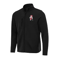 Men's Antigua Black Nebraska Huskers Objection Double-Peached Full-Zip Jacket