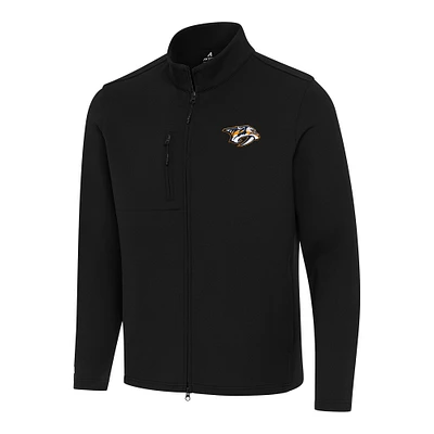 Men's Antigua Black Nashville Predators Objection Double Peached Full-Zip Jacket