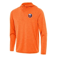 Men's Antigua Heather Orange New York Islanders Tidy Quarter-Zip Hoodie