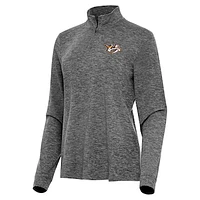 Women's Antigua  Heather Black Nashville Predators Mentor Quarter-Zip Mock Long Sleeve Top