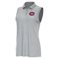 Women's Antigua  Heather Gray Montreal Canadiens Recap Sleeveless Polo