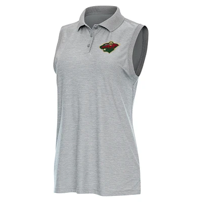 Women's Antigua  Heather Gray Minnesota Wild Recap Sleeveless Polo