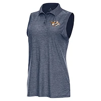 Women's Antigua  Heather Navy Nashville Predators Recap Sleeveless Polo