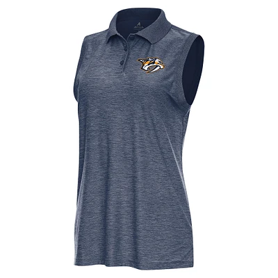 Women's Antigua  Heather Navy Nashville Predators Recap Sleeveless Polo