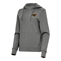 Women's Antigua Heather Minnesota Wild Justice Pullover Hoodie