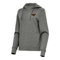 Women's Antigua Heather Minnesota Wild Justice Pullover Hoodie