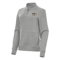 Women's Antigua Heather Gray Nashville Predators Crush Quarter-Zip Fleece Sweatshirt