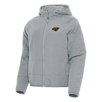 Women's Antigua Gray Minnesota Wild Universe Full-Zip Puffer Jacket