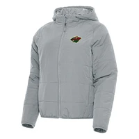Women's Antigua Gray Minnesota Wild Universe Full-Zip Puffer Jacket