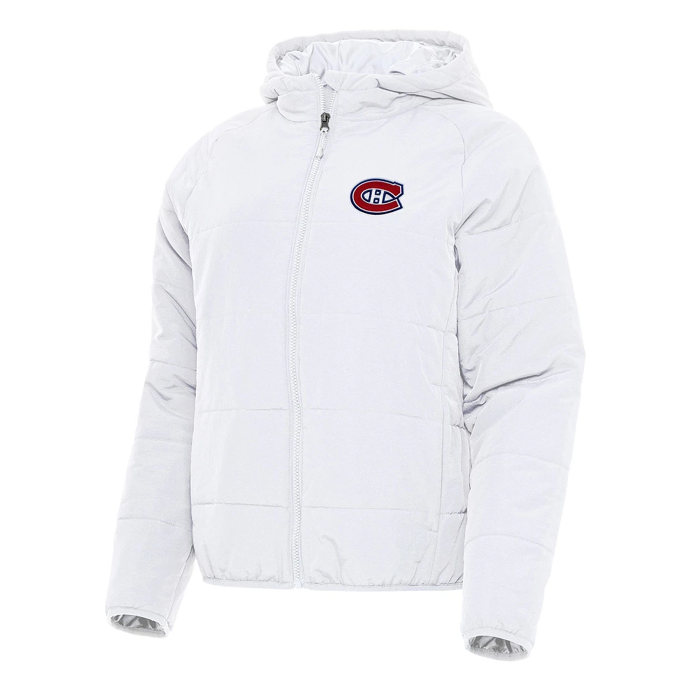 Women's Antigua White Montreal Canadiens Universe Full-Zip Puffer Jacket