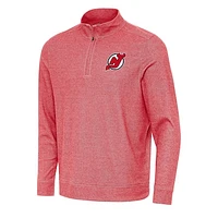 Men's Antigua Heather New Jersey Devils Subtle Quarter-Zip Sweatshirt