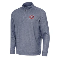 Men's Antigua Heather Navy Montreal Canadiens Subtle Quarter-Zip Sweatshirt