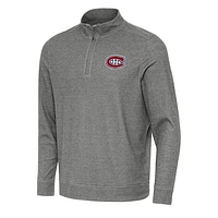 Men's Antigua Heather Black Montreal Canadiens Subtle Quarter-Zip Sweatshirt