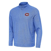 Men's Antigua Heather Royal Montreal Canadiens Subtle Quarter-Zip Sweatshirt