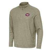 Men's Antigua Olive Montreal Canadiens Subtle Quarter-Zip Sweatshirt