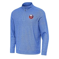 Men's Antigua Heather Royal New York Islanders Subtle Quarter-Zip Sweatshirt