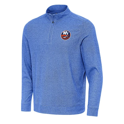 Men's Antigua Heather Royal New York Islanders Subtle Quarter-Zip Sweatshirt