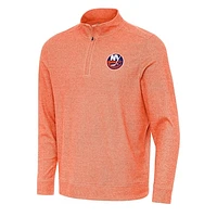 Men's Antigua Heather Orange New York Islanders Subtle Quarter-Zip Sweatshirt