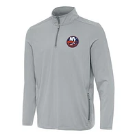 Men's Antigua  Gray New York Islanders Perilous Quarter-Zip Sweatshirt