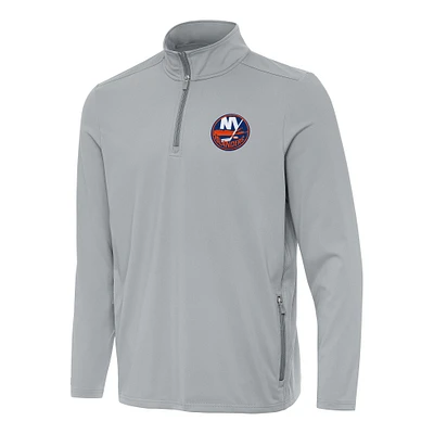 Men's Antigua  Gray New York Islanders Perilous Quarter-Zip Sweatshirt