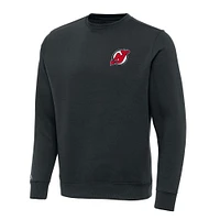 Men's Antigua Charcoal New Jersey Devils Victory Crewneck Pullover Sweatshirt