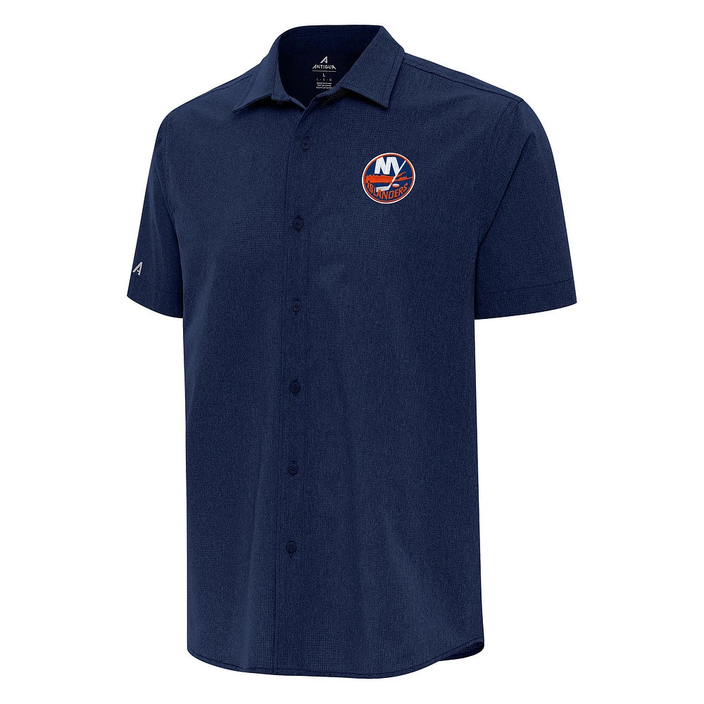 Men's Antigua Navy New York Islanders Activate Woven Short Sleeve Button-Up Shirt