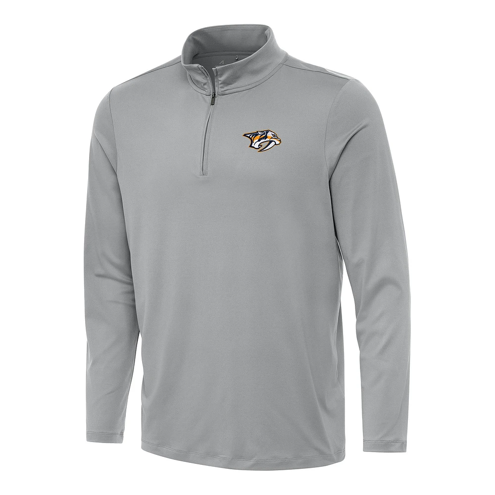 Men's Antigua Gray Nashville Predators Reprocess Quarter-Zip Top