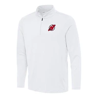 Men's Antigua White New Jersey Devils Reprocess Quarter-Zip Top