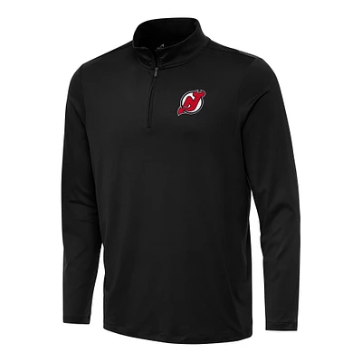 Men's Antigua Black New Jersey Devils Reprocess Quarter-Zip Top