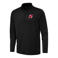 Men's Antigua Black New Jersey Devils Reprocess Quarter-Zip Top