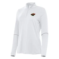 Women's Antigua White Minnesota Wild Reprocess Quarter-Zip Top