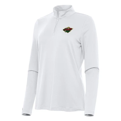 Women's Antigua White Minnesota Wild Reprocess Quarter-Zip Top