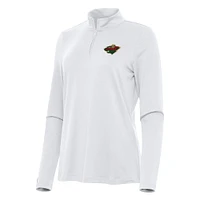 Women's Antigua White Minnesota Wild Reprocess Quarter-Zip Top