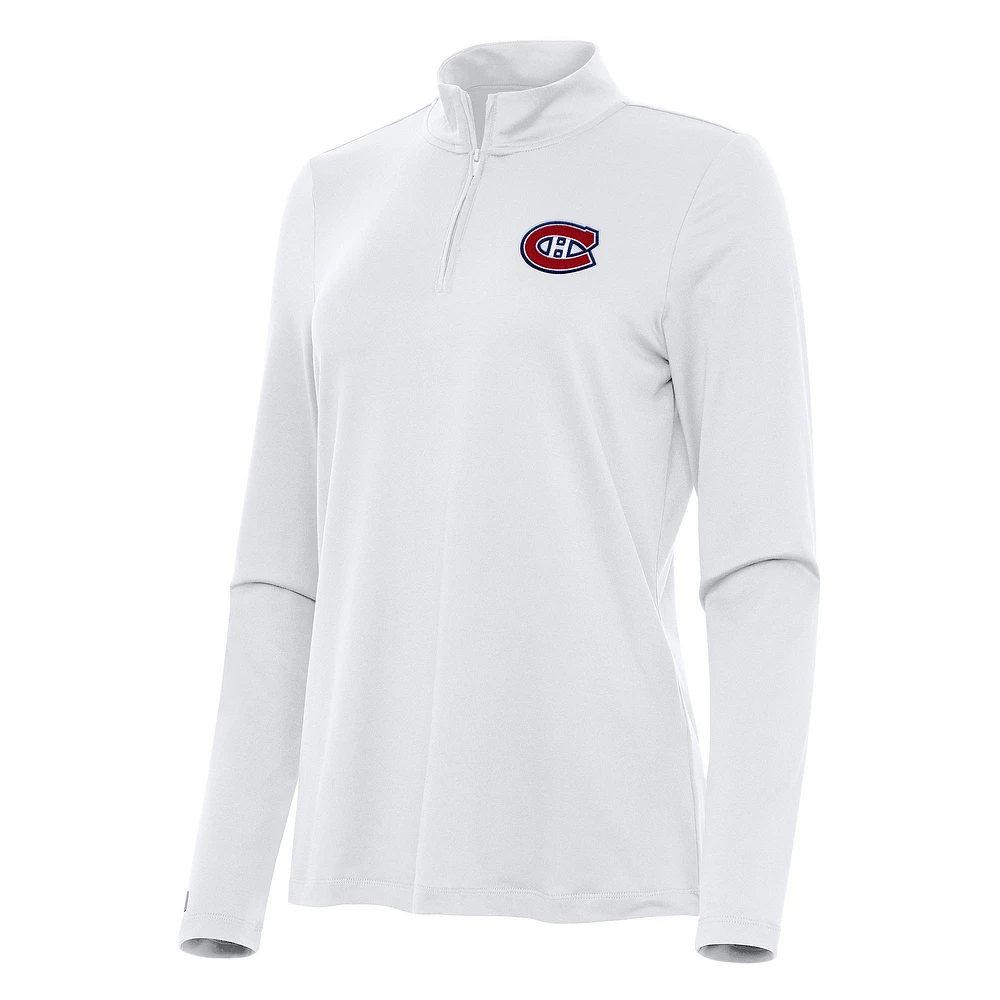 Women's Antigua White Montreal Canadiens Reprocess Quarter-Zip Top
