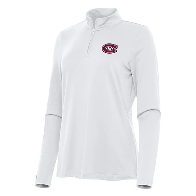 Women's Antigua White Montreal Canadiens Reprocess Quarter-Zip Top