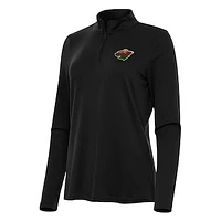 Women's Antigua Black Minnesota Wild Reprocess Quarter-Zip Top