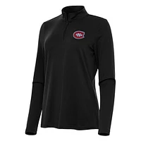 Women's Antigua Black Montreal Canadiens Reprocess Quarter-Zip Top