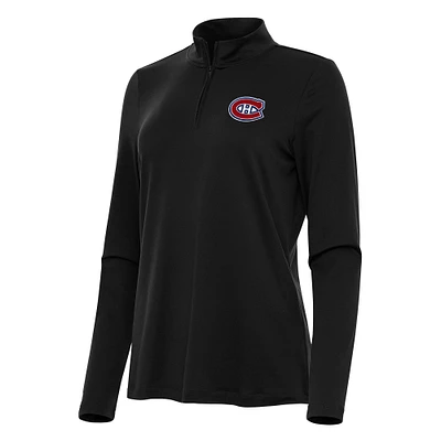 Women's Antigua Black Montreal Canadiens Reprocess Quarter-Zip Top